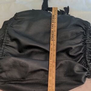 Dkny Black Leather Drawstring Bow Purse